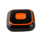 Black GPS tracker pendant with orange SOS button and front indicator lights