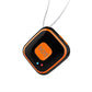 Black square GPS necklace pendant on chain with orange SOS button