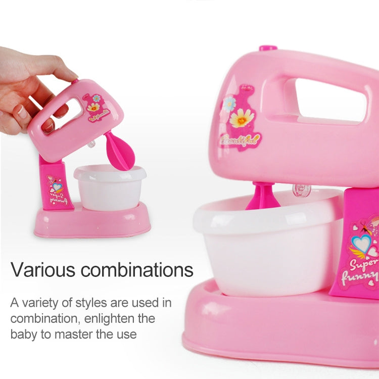 Pink pretend bread machine with side opening and bowl-like container on a wide base