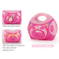 Pink toy radio appliance with round speaker grille and molded control buttons