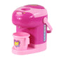 Pink mini water dispenser play set with front cup and side water-meter panel
