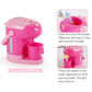 Pink mini water dispenser toy with open top and cup on the base