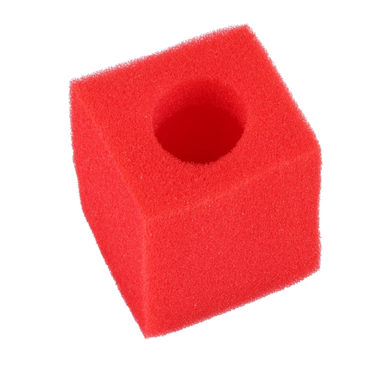Red foam sponge block with a circular cutout hole