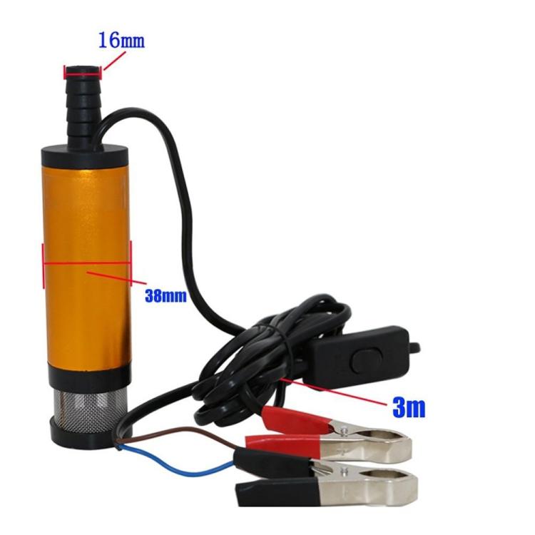 24V DC submersible fuel pump with external filter, 3 m lead cable and clamps