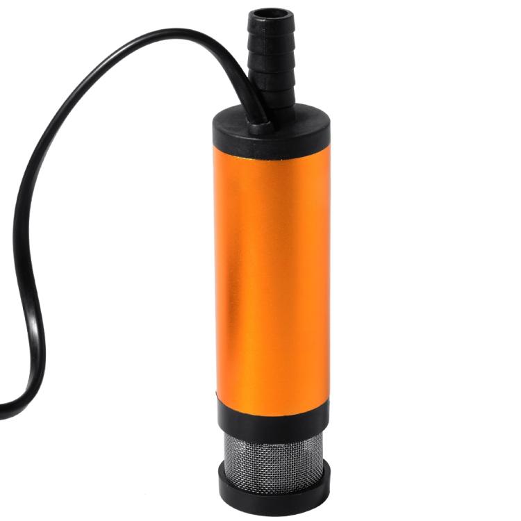 Orange-gold submersible fuel pump with black base and outlet tube