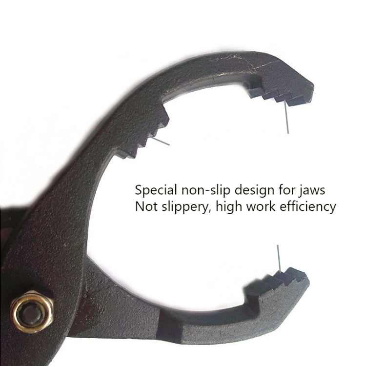 Oil filter wrench pliers jaw tips with textured non-slip grip pads, black coated steel