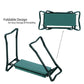 Folding garden stool set with dark green frame and teal-green seat for storage