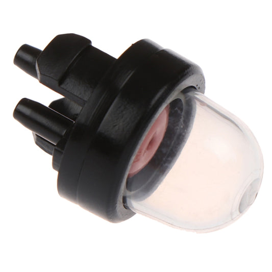 Black carburetor primer bulb with clear bulb and red inner insert
