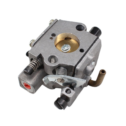 Chainsaw carburetor with metal body, brass inlet, and adjustment springs