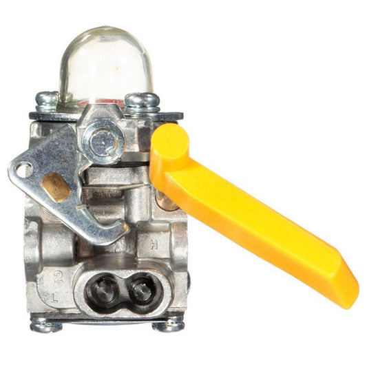 Carburetor with metal housing and yellow control lever for small string trimmers