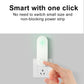 Mini ultrasonic deodorizer device plugged into wall outlet with fingertip pressing power