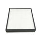 Air purifier replacement filter tray with white pleated media and dark edges