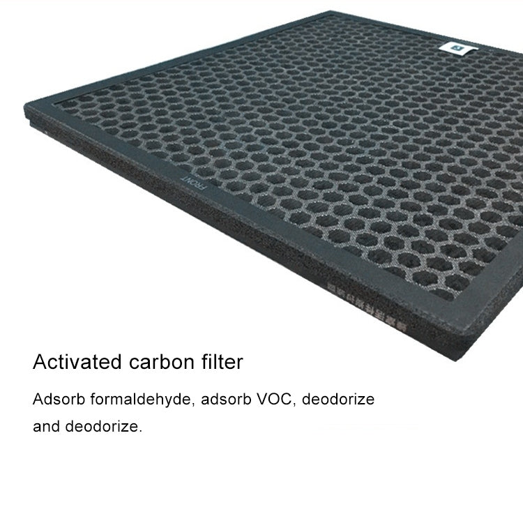Activated carbon composite air filter with dark textured honeycomb surface