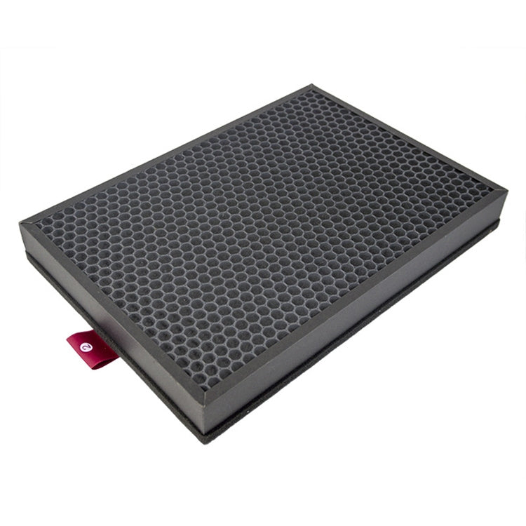 Air purifier replacement filter element with dark honeycomb mesh and gray frame