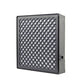 Car air purifier replacement filter, dark gray perforated mesh panel in square frame