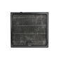 Car air purifier replacement filter with dark gray fabric media pad in square frame