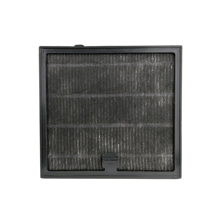 Car air purifier replacement filter with dark gray fabric media pad in square frame
