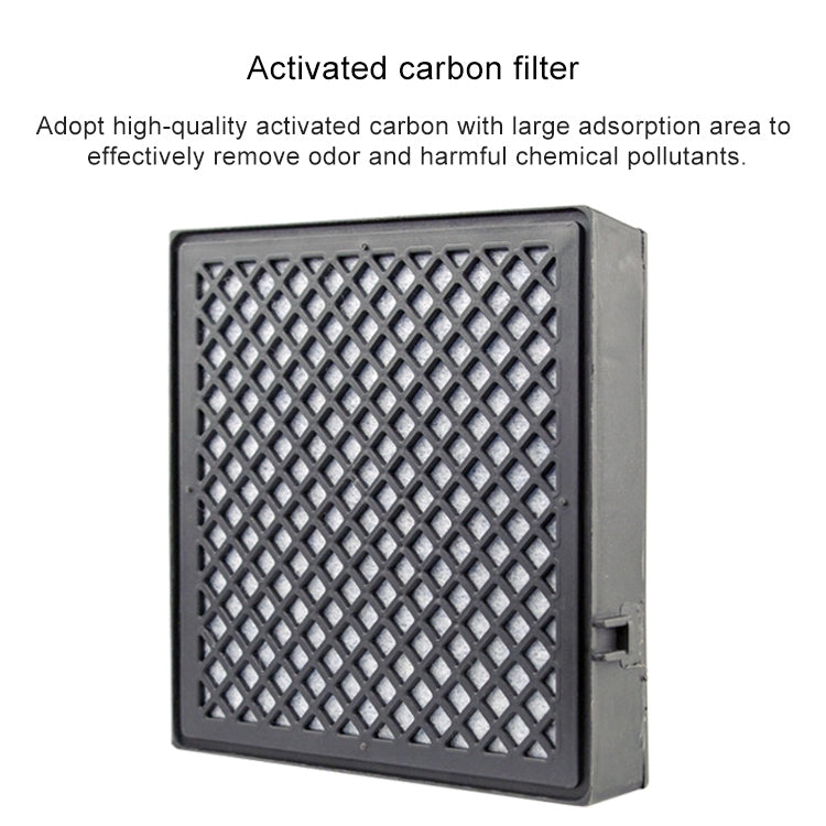 Car air purifier replacement filter with dark gray frame and perforated outer mesh