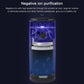 Blue-lit car air purifier interior with ion purification chamber