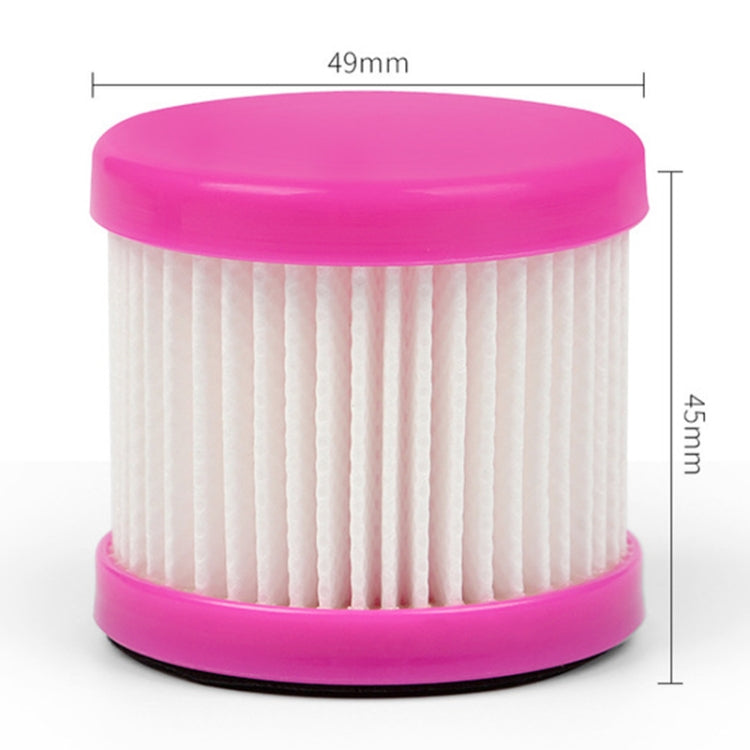 Pink-and-white pleated dust filter element, 49mm wide and 45mm tall