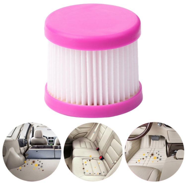 Pink-and-white pleated dust filter element with smooth top and base ring