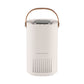 White portable air purifier with top display and brown carrying handle
