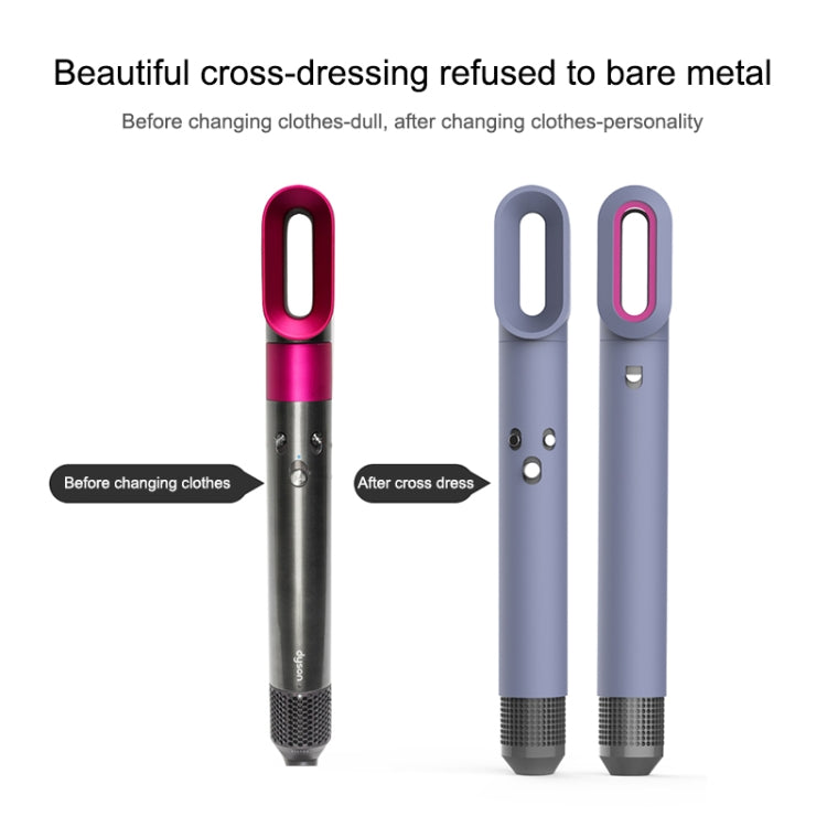 Pink and gray shockproof silicone cases for hair modeling dryer, with inlet slots