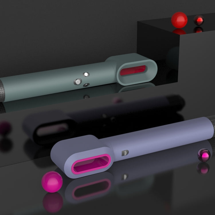 Close-up of gray shockproof silicone cases with red/pink inlet openings