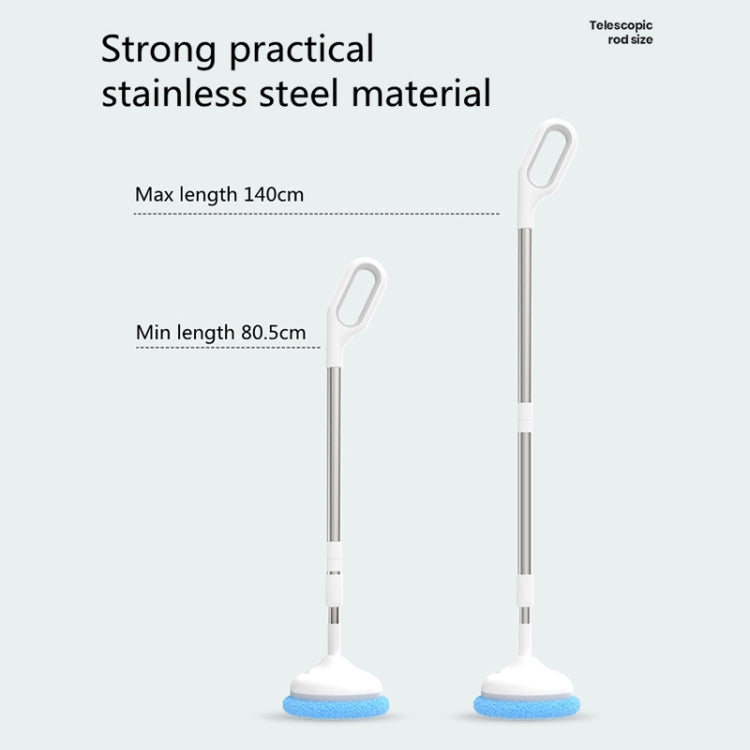 Telescopic window cleaner showing adjustable pole lengths and blue scrub brush