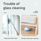 Window cleaning problem/solution graphic with round blue brush head product concept