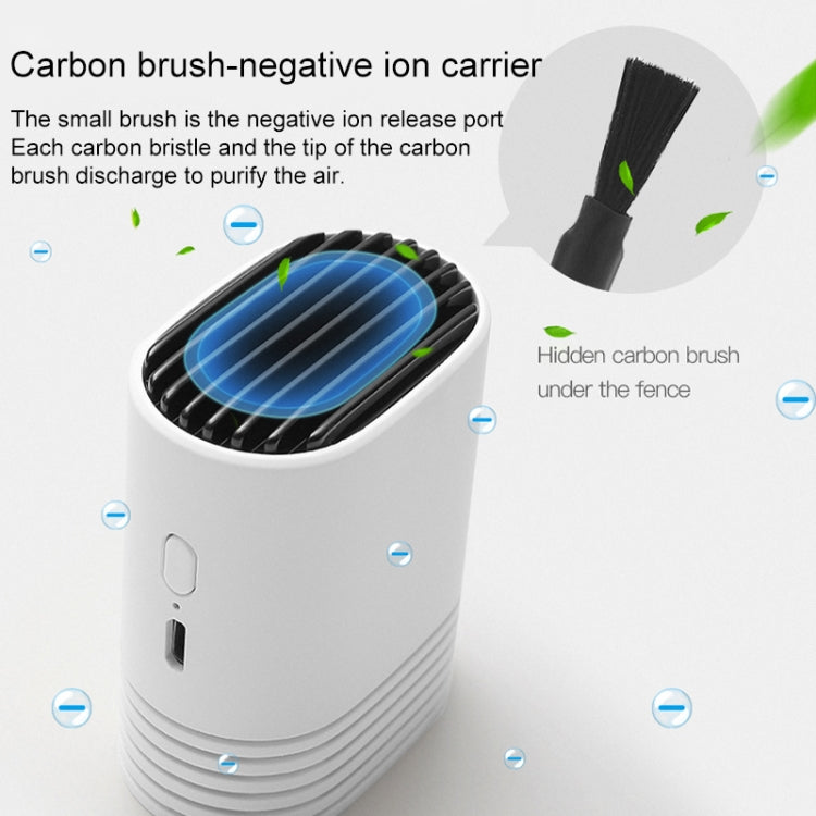 White negative ion air purifier with open top showing carbon brush inside