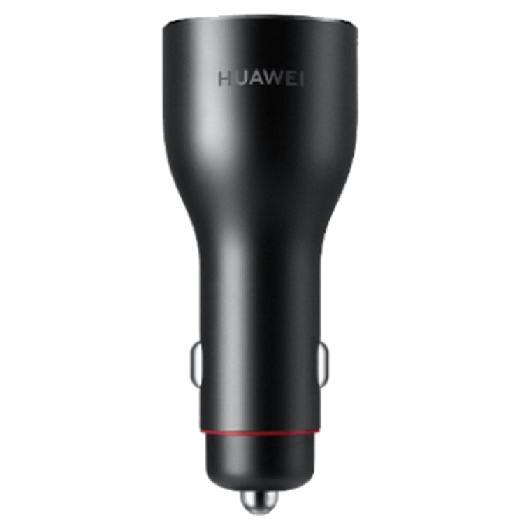 Black car USB charger with red accent band and metal plug pins