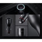 Black car USB charger with red accent band and glowing indicator near ports