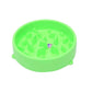 Round green pet food bowl with raised inner anti-choking nubs
