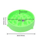 Green round anti-choking pet bowl with size labels and raised inner nubs