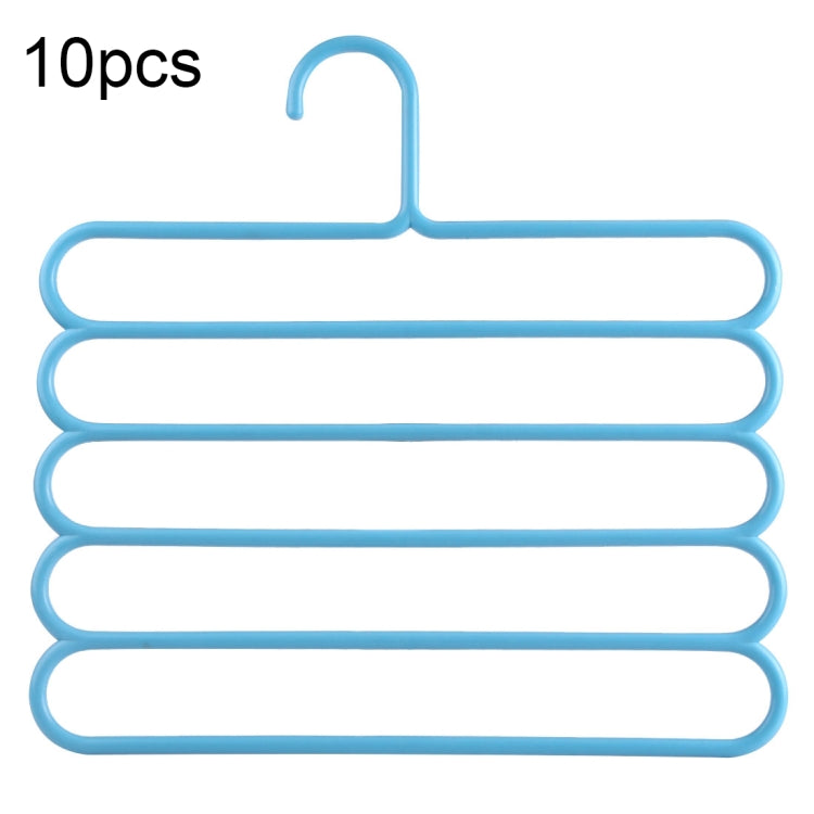 Blue 5-layer plastic pants and scarf hanger, set of 10 with top hook