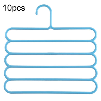 Blue 5-layer plastic pants and scarf hanger, set of 10 with top hook
