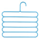 Blue 5-layer pants hanger with multiple bars and top hook, plastic set of 10