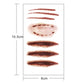 Temporary scar tattoo sheet measuring 6 x 10.5 cm with scratch and wound designs