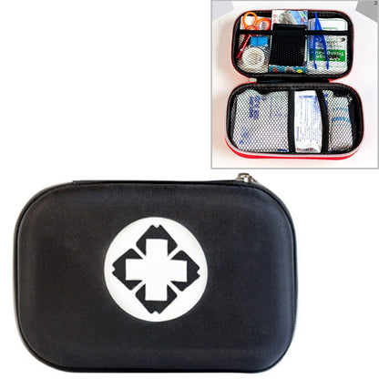 Black zippered first aid kit case with white medical cross emblem