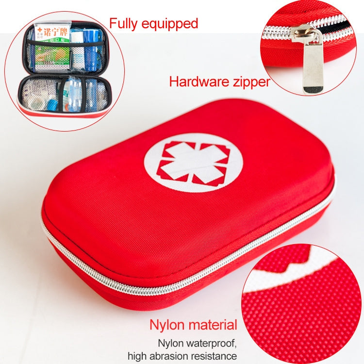 Red nylon first aid kit case with zipper and white medical cross logo