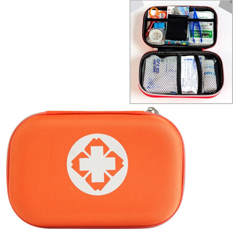 Orange zippered first aid kit case with white medical cross emblem