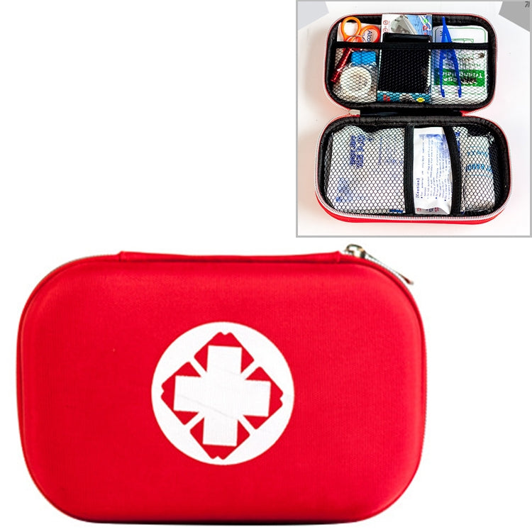 Red zippered first aid kit case with white medical cross emblem
