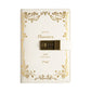 White PU diary notebook front cover with gold floral design and number password lock
