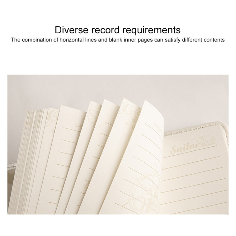 Password lock diary notebook with open lined pages and blank inner sheets