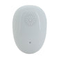 White ultrasonic pest repeller front panel with dotted speaker grille and small button