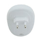 White ultrasonic pest repeller wall-plug side with two power prongs and base label