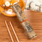 Printed canvas pencil bag rolled with Paris map design and tan wrist strap