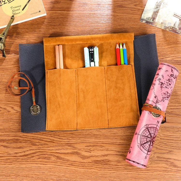 Tan stationery pencil bag with pen pockets and dark side sleeve