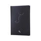 Black cover paper notebook with constellation diagram and zodiac icon near bottom